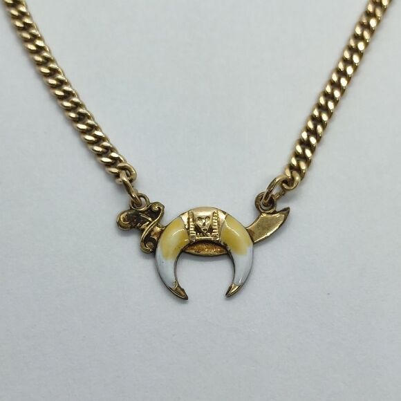 Vintage Hartzber Shriners Masonic Pendant Chain Tie Bar Clip 12K Gold Filled - Picture 2 of 8